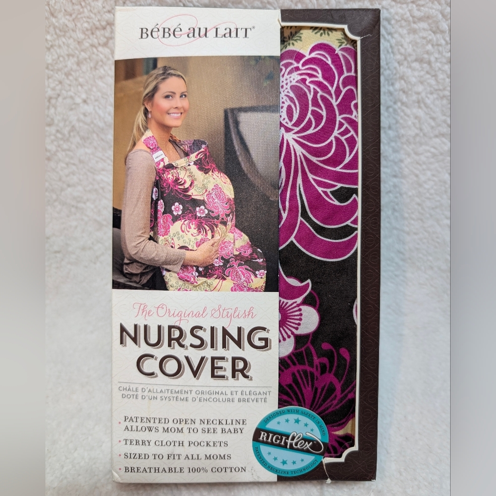 Bebe au Lait Premium Cotton Nursing Stroller Carrier Cover Papillon Pink Floral